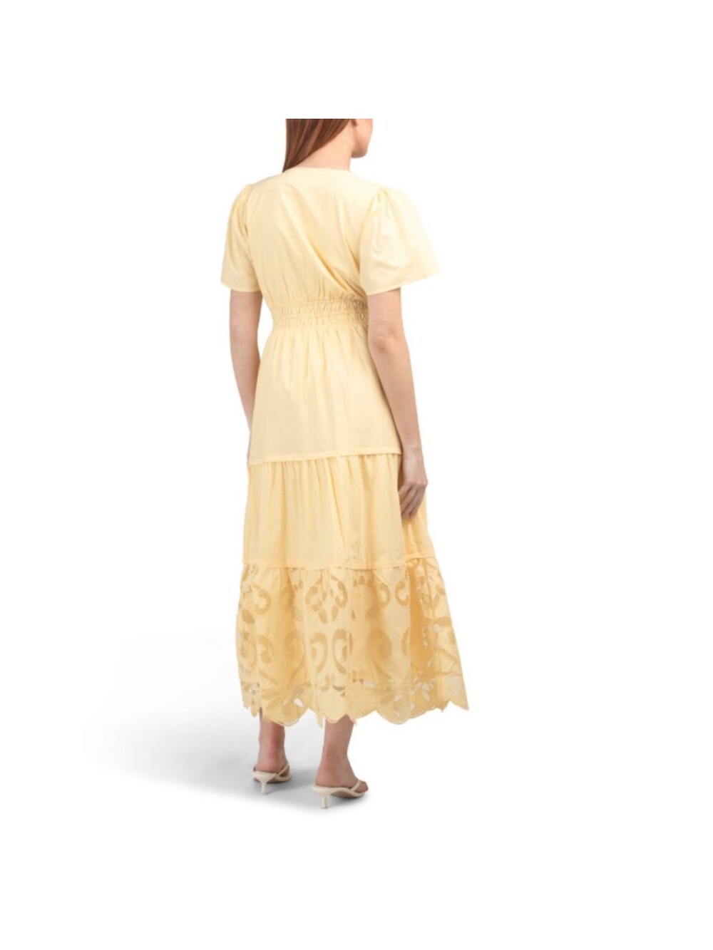 Haute Hippie Yellow Tiered Maxi Dress with Eyelet Hem - Picture 2 of 5